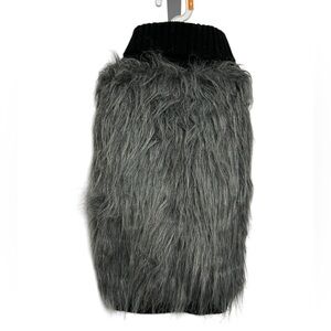 Fuzzy Gray Dog Sweater with Black Collar